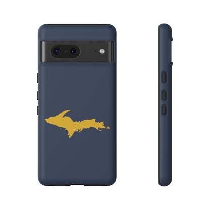 Michigan Upper Peninsula Tough Phone Case (Navy w/ Gold UP Outline) | Samsung & Pixel Android