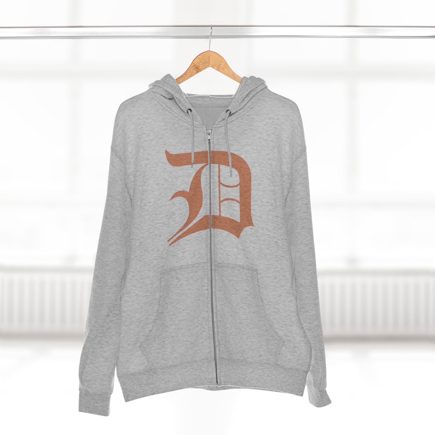 Detroit 'Old English D' Hoodie (Full-Body Copper Color) | Unisex Full Zip