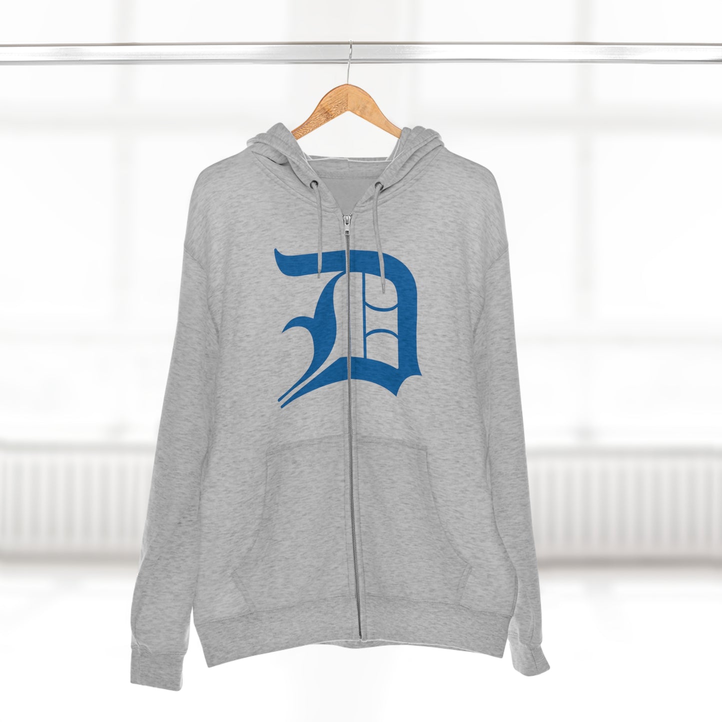 Detroit 'Old English D' Hoodie (Full-Body Azure) | Unisex Full Zip