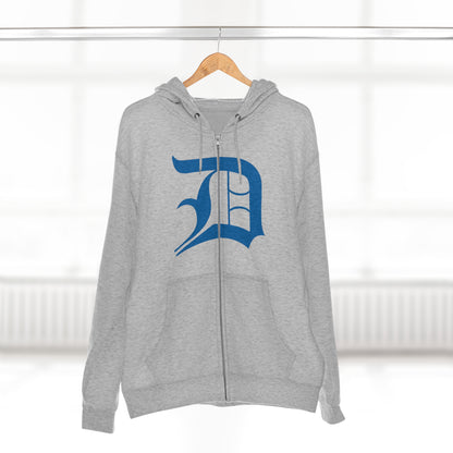 Detroit 'Old English D' Hoodie (Full-Body Azure) | Unisex Full Zip