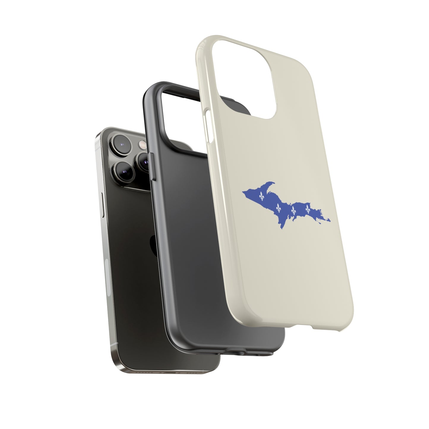 Michigan Upper Peninsula Tough Phone Case (Ivory White w/ UP Quebec Flag Outline) | Apple iPhone