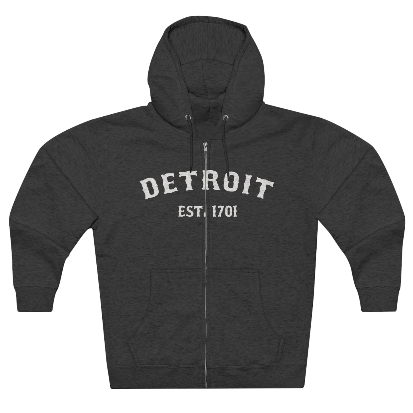 'Detroit EST. 1701' Hoodie (Ballpark Font) | Unisex Full Zip