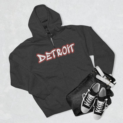 'Detroit' Hoodie (Ore Dock Red Tag Font) | Unisex Full Zip