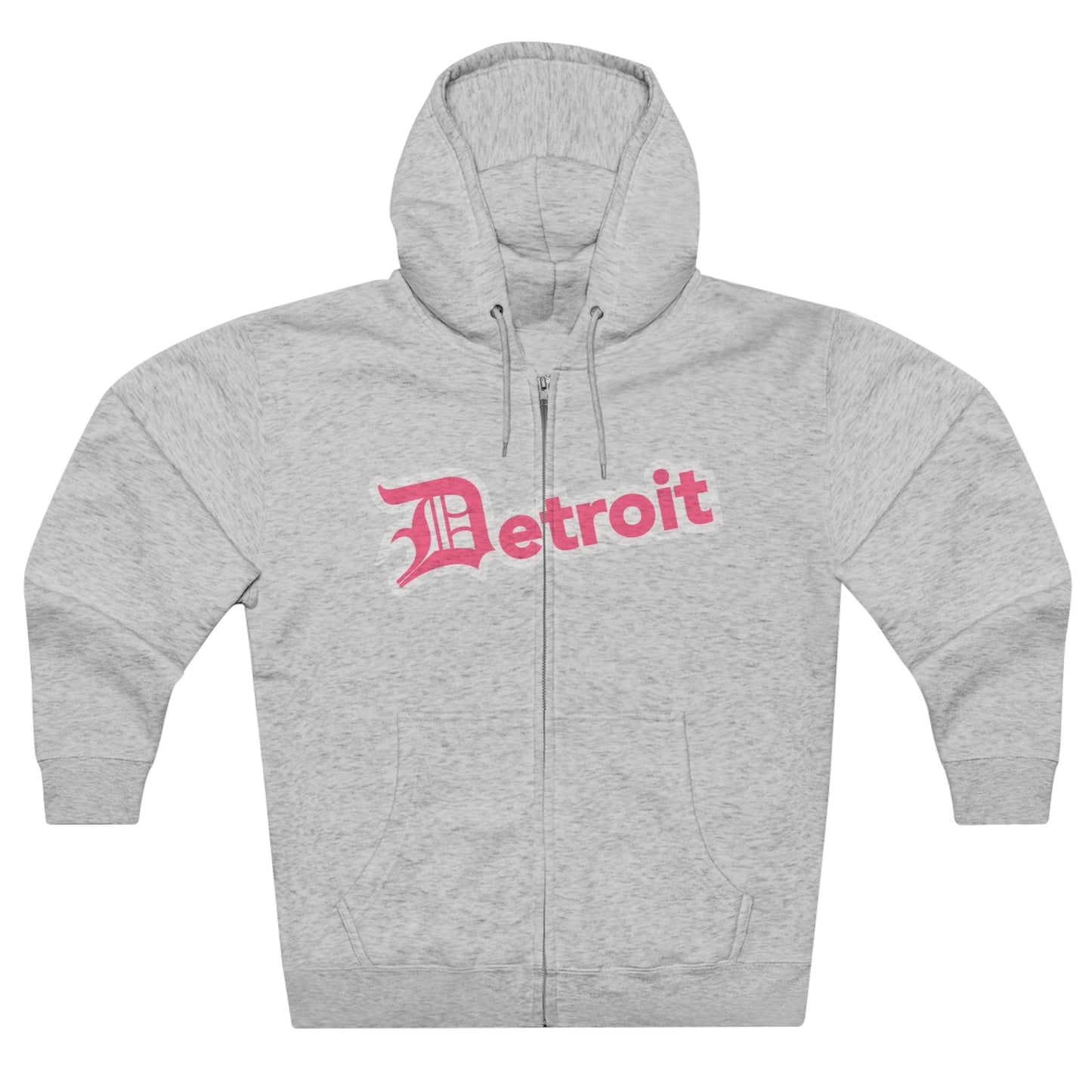 'Detroit' Hoodie (Rhodochrosite Pink w/ Old English 'D') | Unisex Full Zip