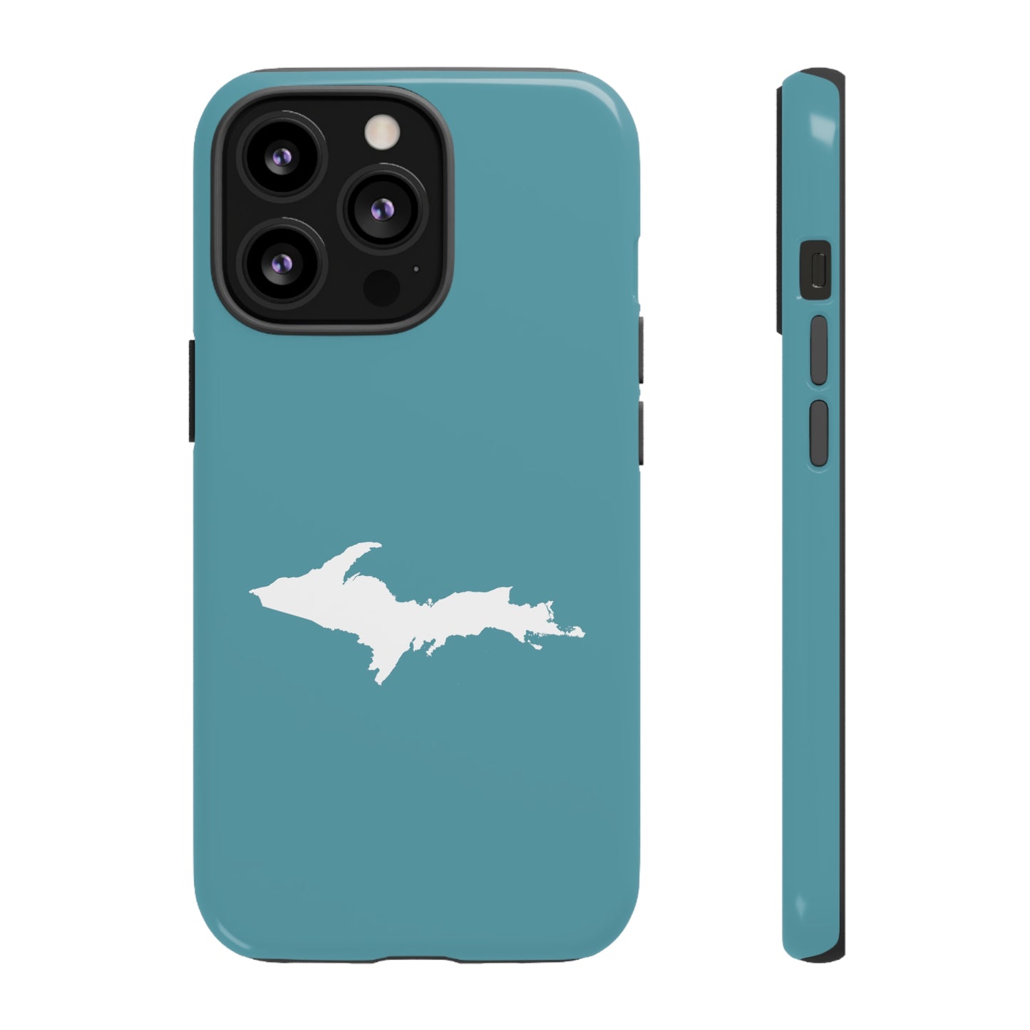 Michigan Upper Peninsula Tough Phone Case (Lake Huron Blue w/ UP Outline) | Apple iPhone