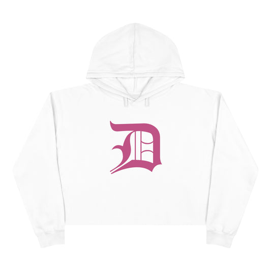 Detroit 'Old English D' Cropped Hoodie (Apple Blossom Pink)