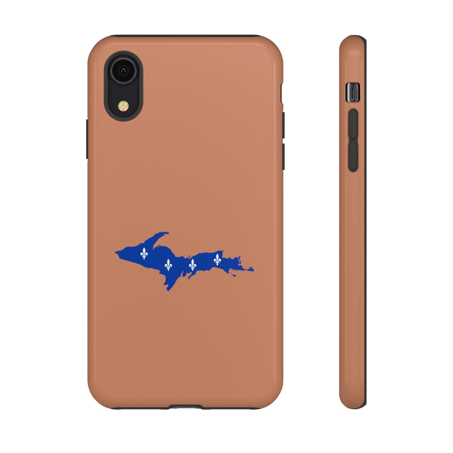 Michigan Upper Peninsula Tough Phone Case (Copper Color w/ UP Quebec Flag Outline) | Apple iPhone