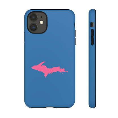 Michigan Upper Peninsula Tough Phone Case (Lake Superior Blue w/ Pink UP Outline) | Apple iPhone