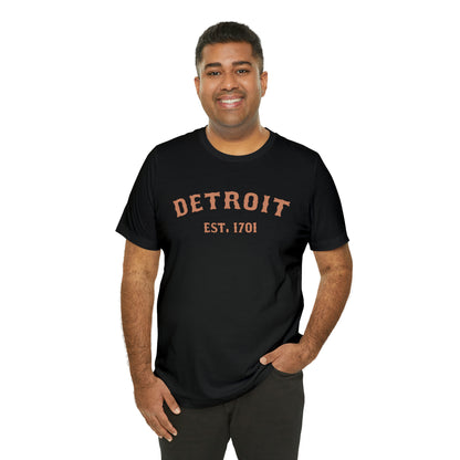 'Detroit EST. 1701' T-Shirt (Copper Ballpark Font) | Unisex Standard