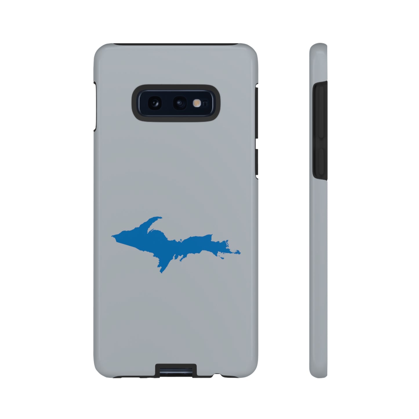 Michigan Upper Peninsula Tough Phone Case (Silver w/ Azure UP Outline) | Samsung & Pixel Android