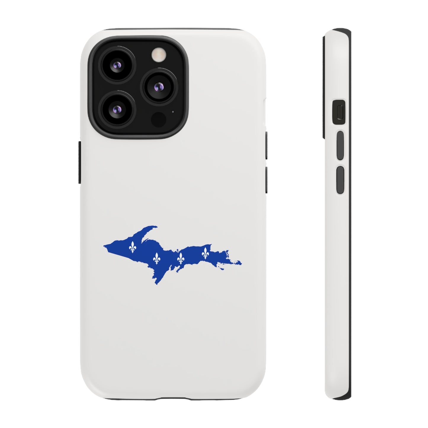 Michigan Upper Peninsula Tough Phone Case (Birch Bark White w/ UP Quebec Flag Outline) | Apple iPhone