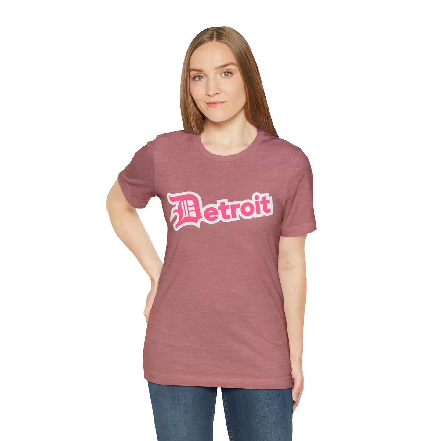 'Detroit' T-Shirt (Rhodochrosite Pink w/ Old English 'D') | Unisex Standard