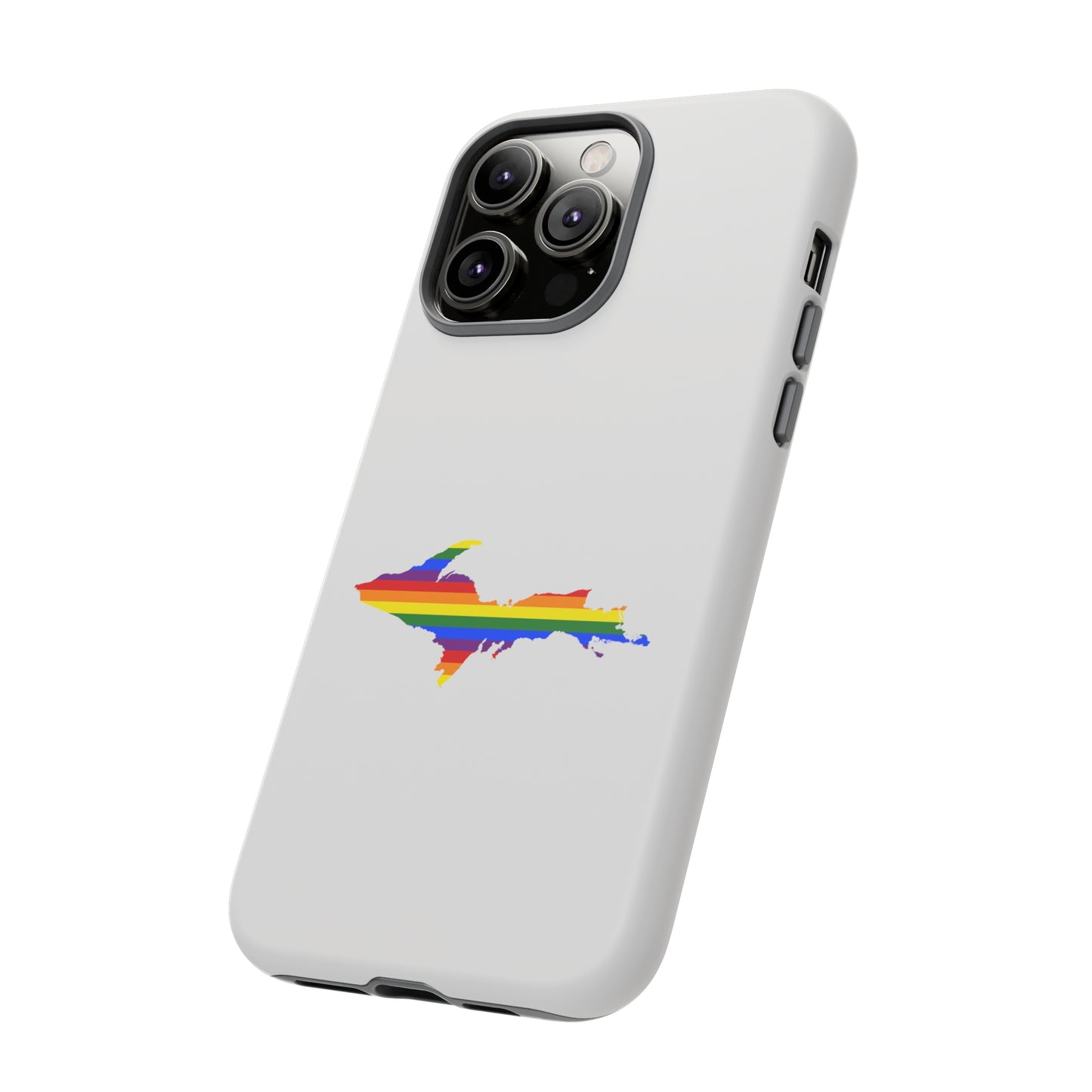 Michigan Upper Peninsula Tough Phone Case (Birch Bark White w/ UP Pride Flag Outline) | Apple iPhone