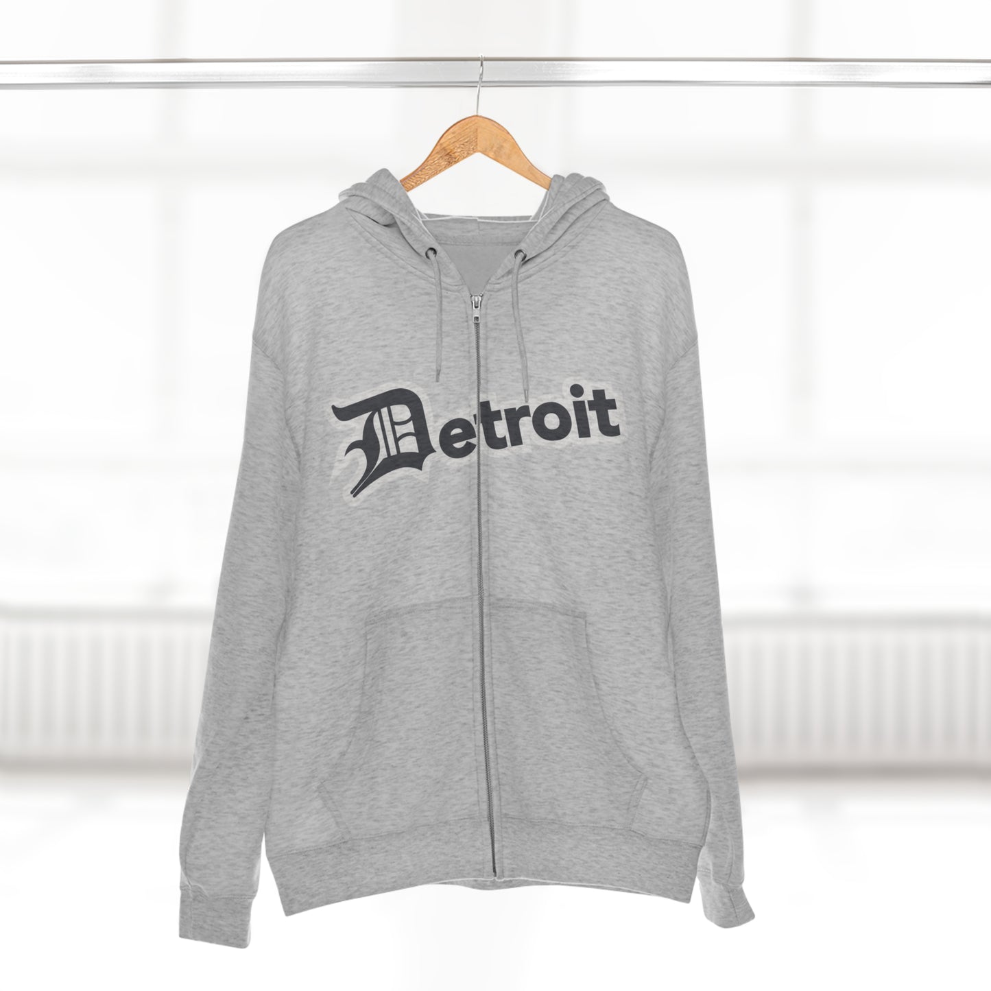 'Detroit' Hoodie (Iron Ore Grey w/ Old English 'D') | Unisex Full Zip