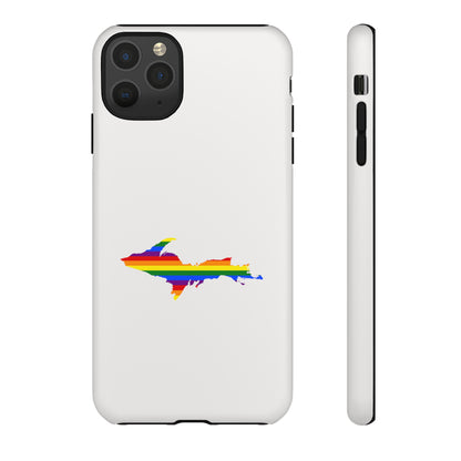 Michigan Upper Peninsula Tough Phone Case (Birch Bark White w/ UP Pride Flag Outline) | Apple iPhone