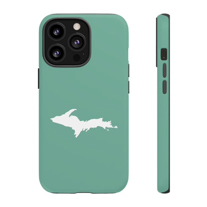 Michigan Upper Peninsula Tough Phone Case ('64 Metallic Mint Green w/ UP Outline) | Apple iPhone