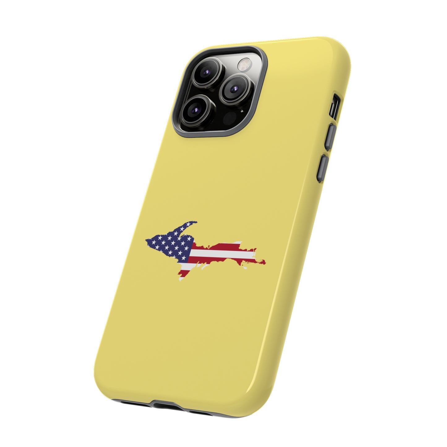 Michigan Upper Peninsula Tough Phone Case (Yellow Cherry Color w/ UP USA Outline) | Apple iPhone