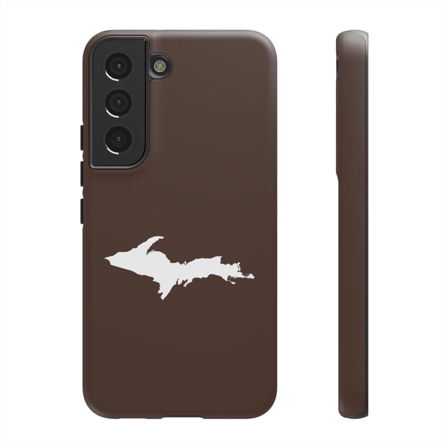 Michigan Upper Peninsula Tough Phone Case (Hickory Color w/ UP Outline) | Samsung & Pixel Android