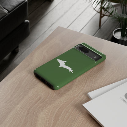 Michigan Upper Peninsula Tough Phone Case (Pine Green w/ UP Outline) | Samsung & Pixel Android