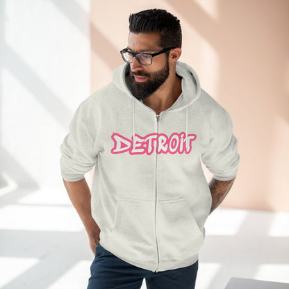 'Detroit' Hoodie (Rhodochrosite Pink Tag Font) | Unisex Full Zip