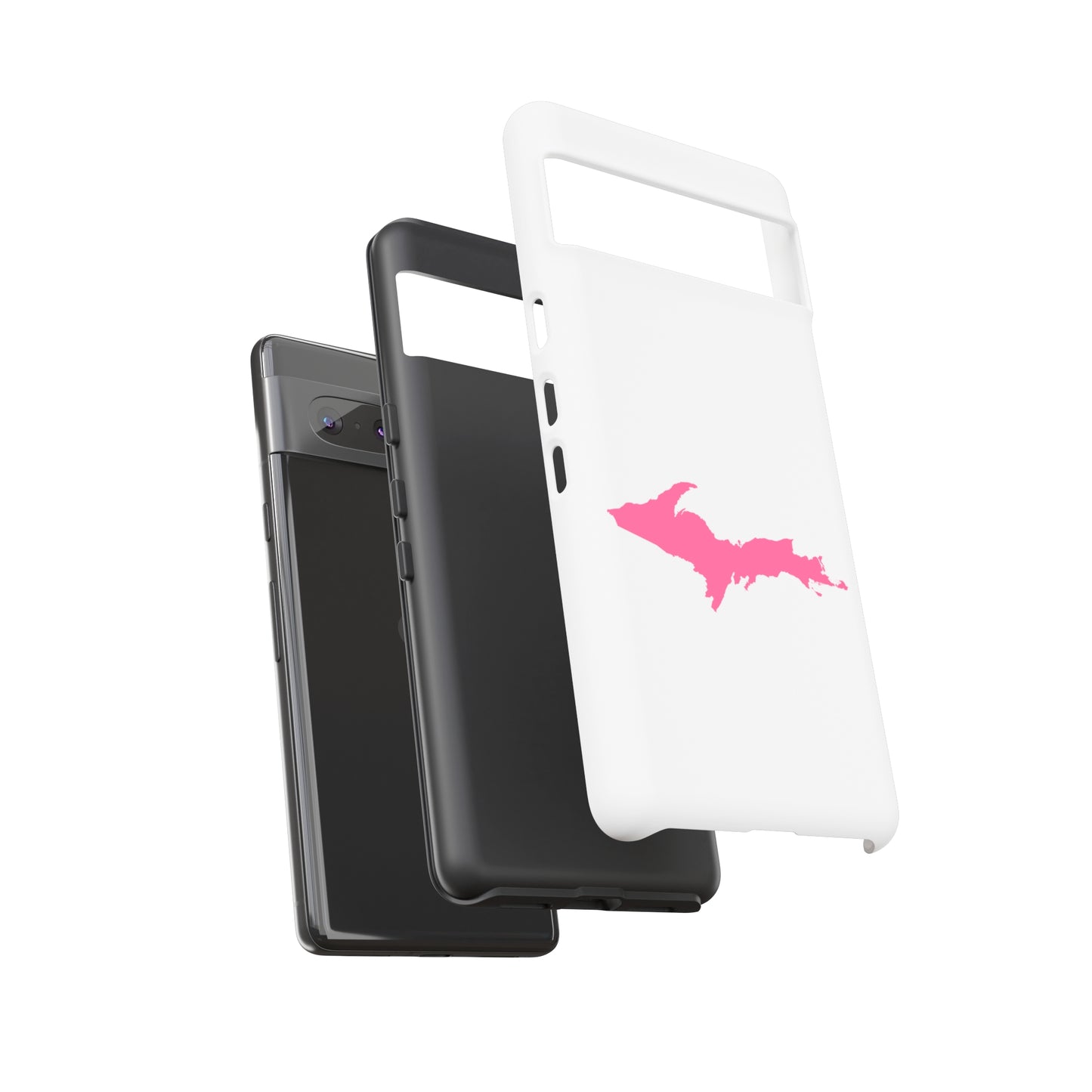 Michigan Upper Peninsula Tough Phone Case (w/ Pink UP Flag Outline) | Samsung & Pixel Android