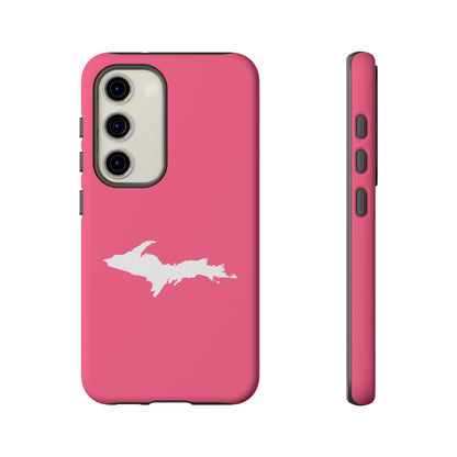 Michigan Upper Peninsula Tough Phone Case (Rhodochrosite Pink w/ UP Outline) | Samsung & Pixel Android