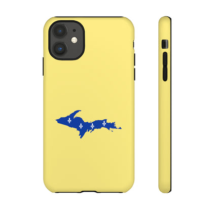 Michigan Upper Peninsula Tough Phone Case (Yellow Cherry Color w/ UP Quebec Flag Outline) | Apple iPhone