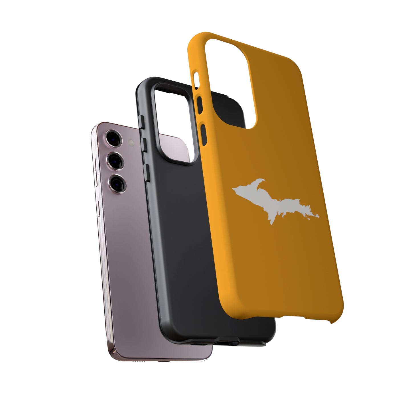 Michigan Upper Peninsula Tough Phone Case (Autumn Birch Leaf Color w/ UP Outline) | Samsung & Pixel Android