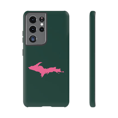 Michigan Upper Peninsula Tough Phone Case (Green w/ Pink UP Outline) | Samsung & Pixel Android