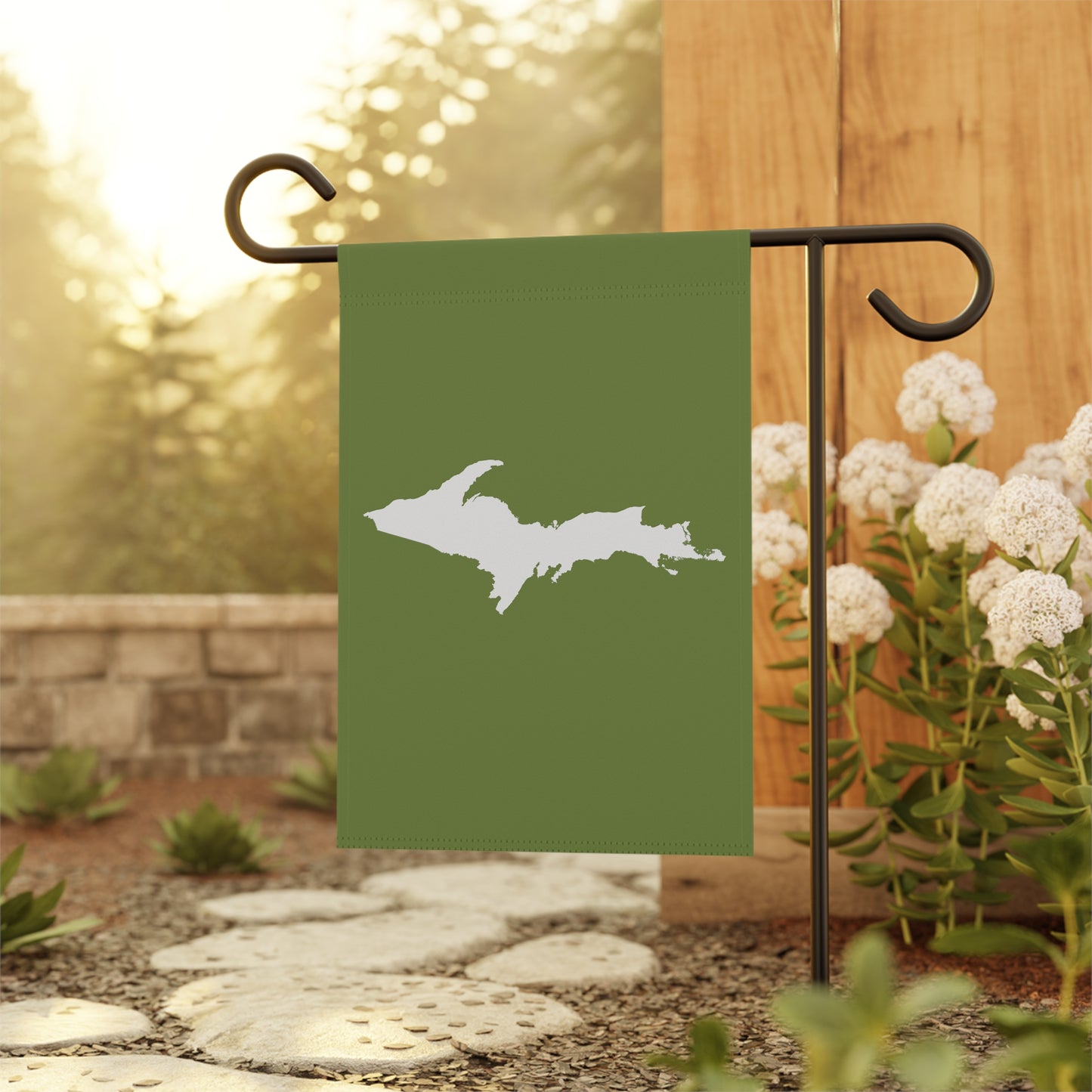 Michigan Upper Peninsula Home & Garden Flag (w/ UP Outline) | Olive Green