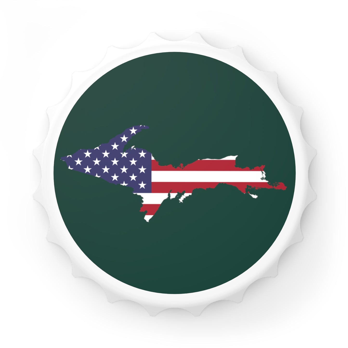 Michigan Upper Peninsula Bottle Opener (w/ UP USA Flag ) | Laconic Green