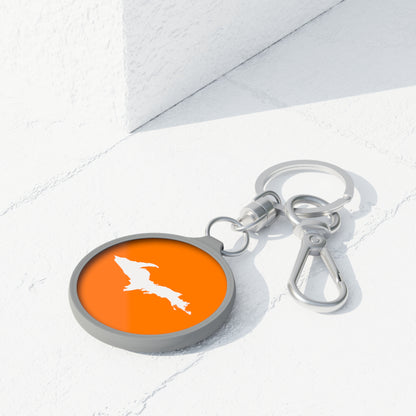 Michigan Upper Peninsula Keyring (w/ UP Outline) | Safety Orange