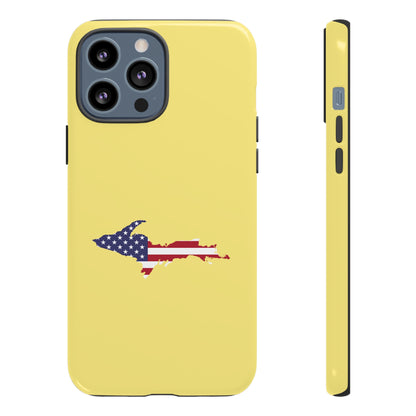 Michigan Upper Peninsula Tough Phone Case (Yellow Cherry Color w/ UP USA Outline) | Apple iPhone