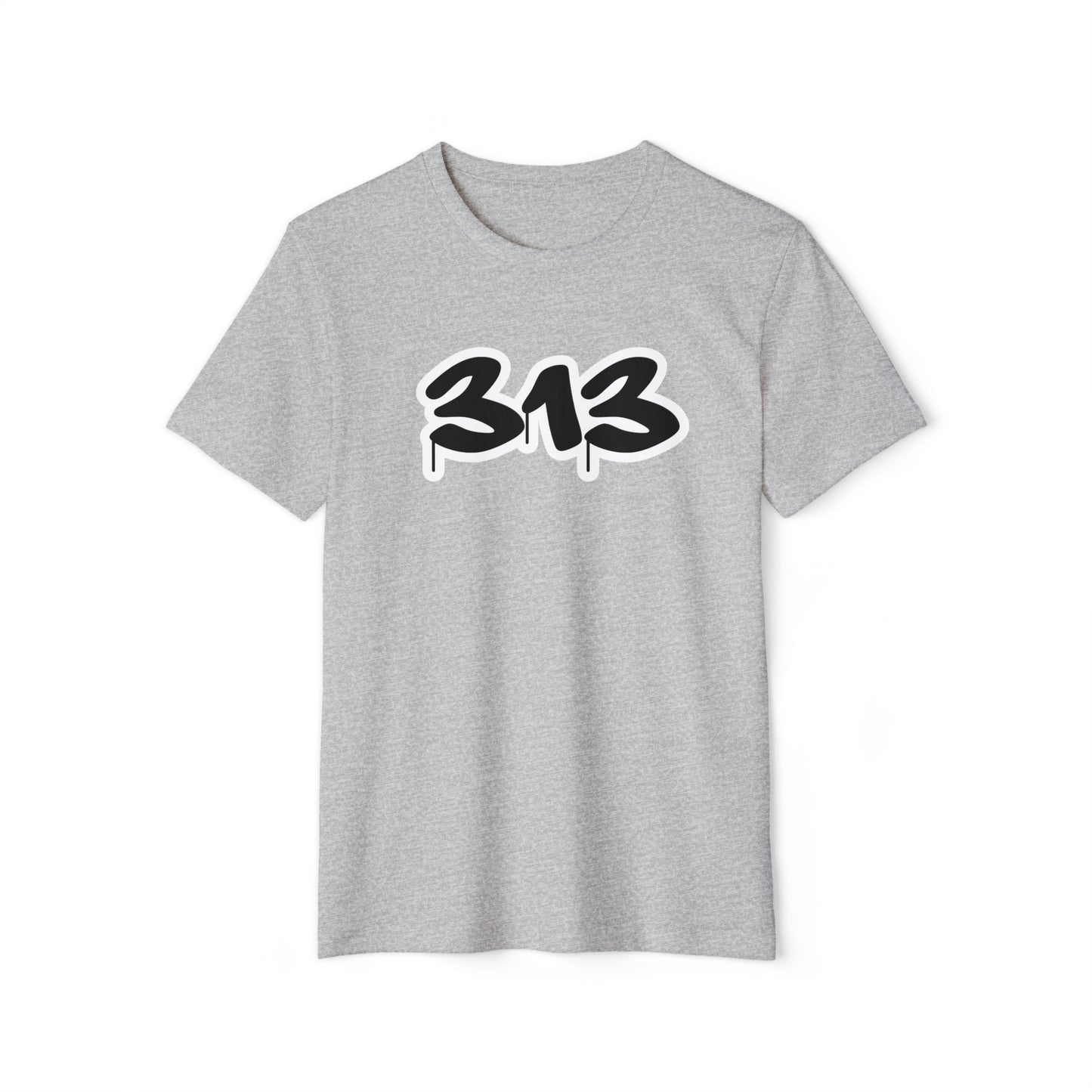 Detroit '313' T-Shirt (Black/White Tag Font) | Unisex Recycled Organic