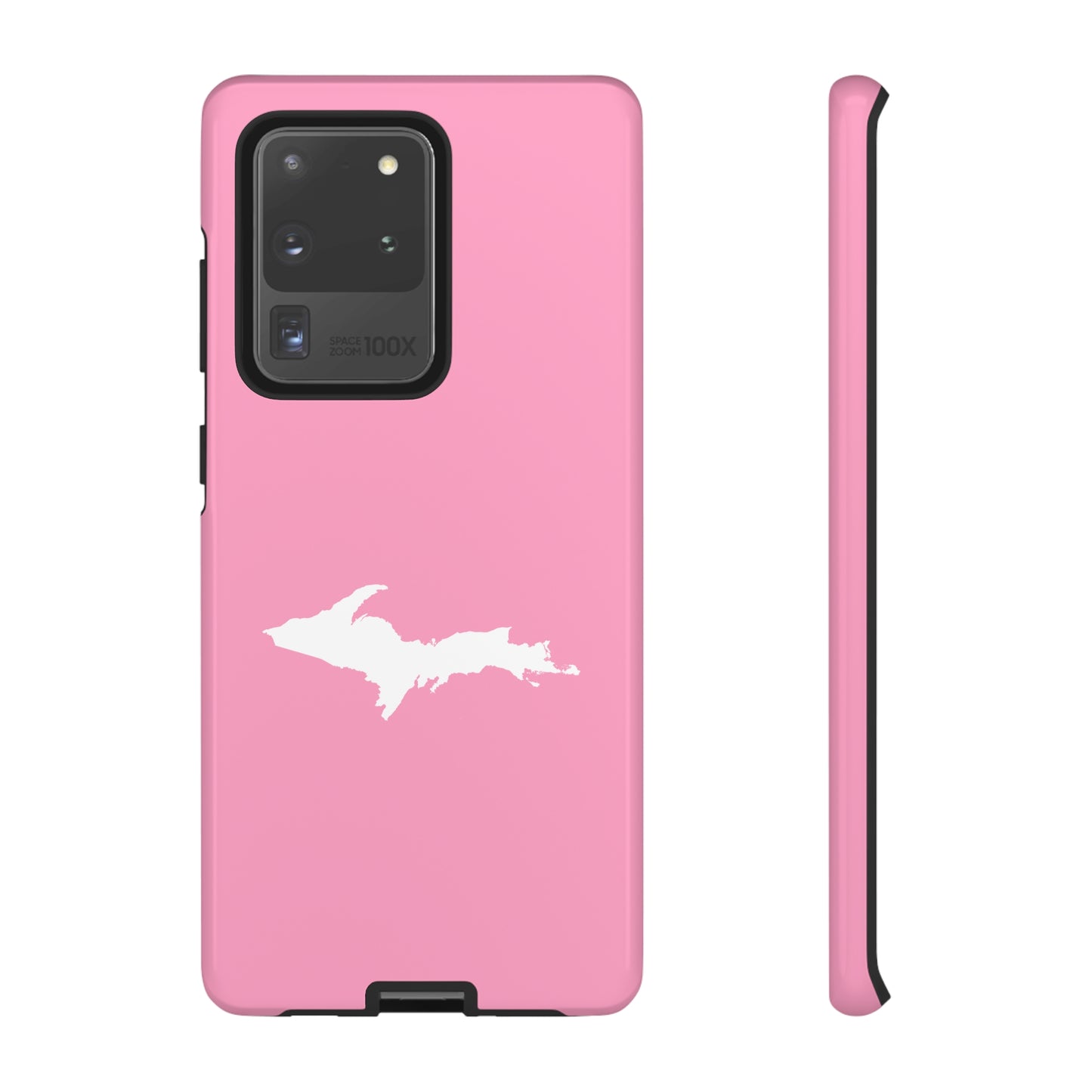 Michigan Upper Peninsula Tough Phone Case ('67 Caddie Pink w/ UP Outline) | Samsung & Pixel Android