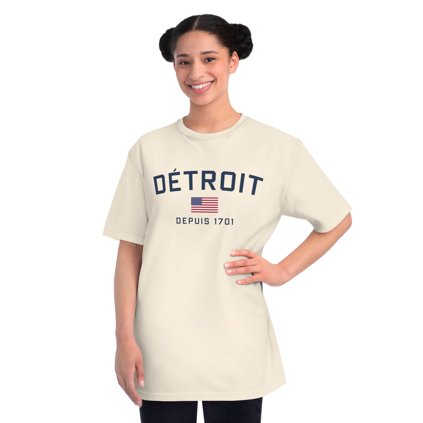 'Détroit Depuis 1701' T-Shirt (w/USA Flag) | Unisex Organic