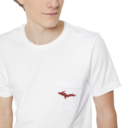 Michigan Upper Peninsula Pocket T-Shirt (w/ Ore Dock Red UP Outline) | Unisex Standard