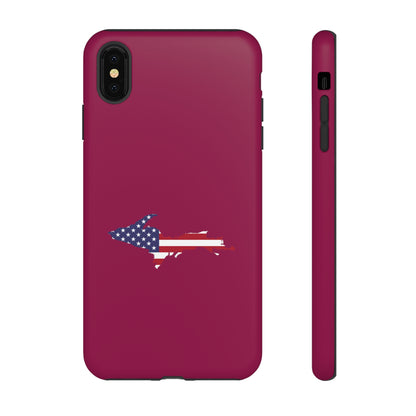 Michigan Upper Peninsula Tough Phone Case (Ruby Red w/ UP USA Flag Outline) | Apple iPhone