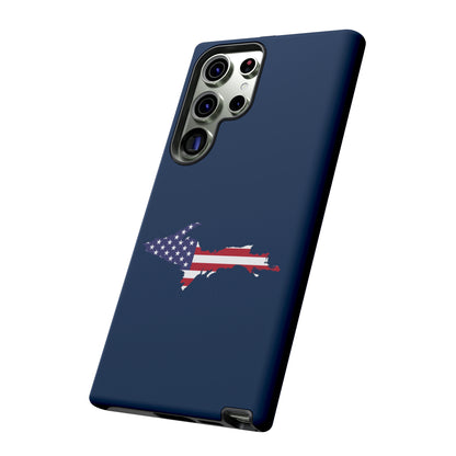 Michigan Upper Peninsula Tough Phone Case (Navy w/ UP USA Flag Outline) | Samsung & Pixel Android