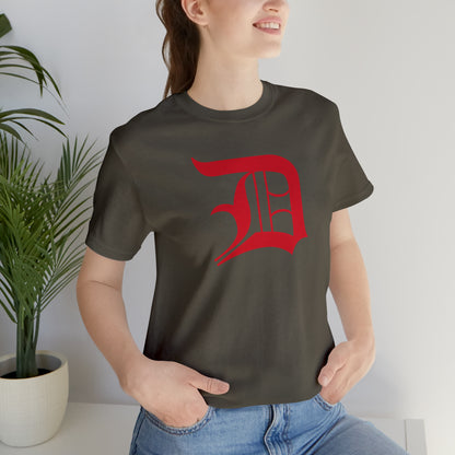 Detroit 'Old English D' T-Shirt (Aliform Red) | Unisex Standard