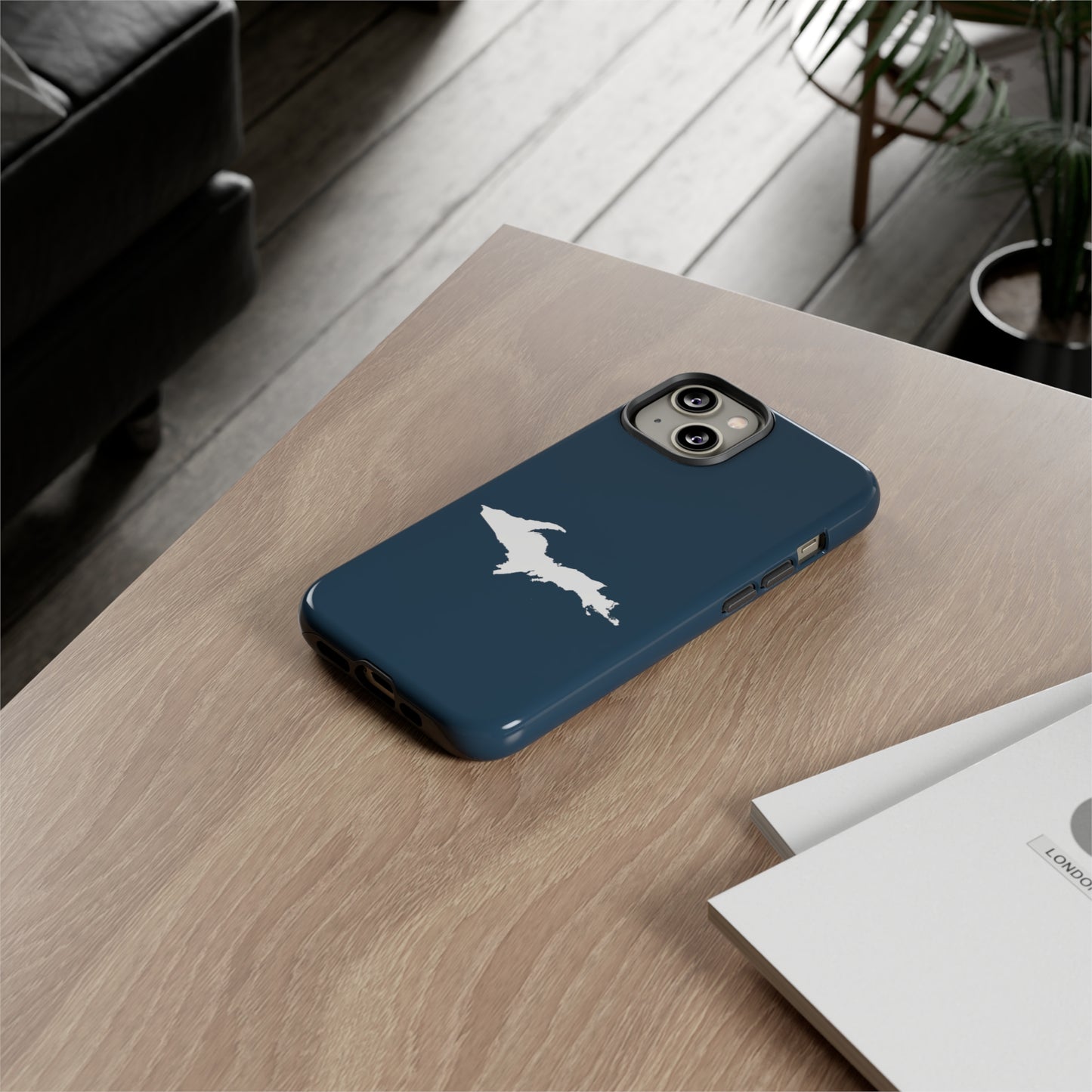 Michigan Upper Peninsula Tough Phone Case ('37 Caddie Cavalier Blue w/ UP Outline) | Apple iPhone