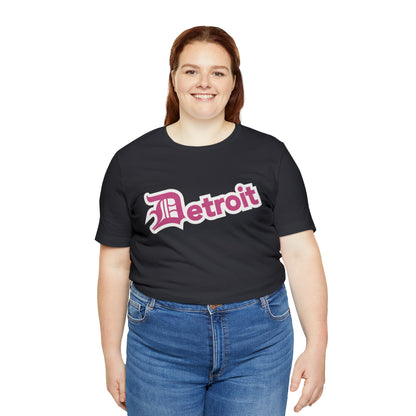 'Detroit' T-Shirt (Apple Blossom Pink w/ Old English 'D') | Unisex Standard