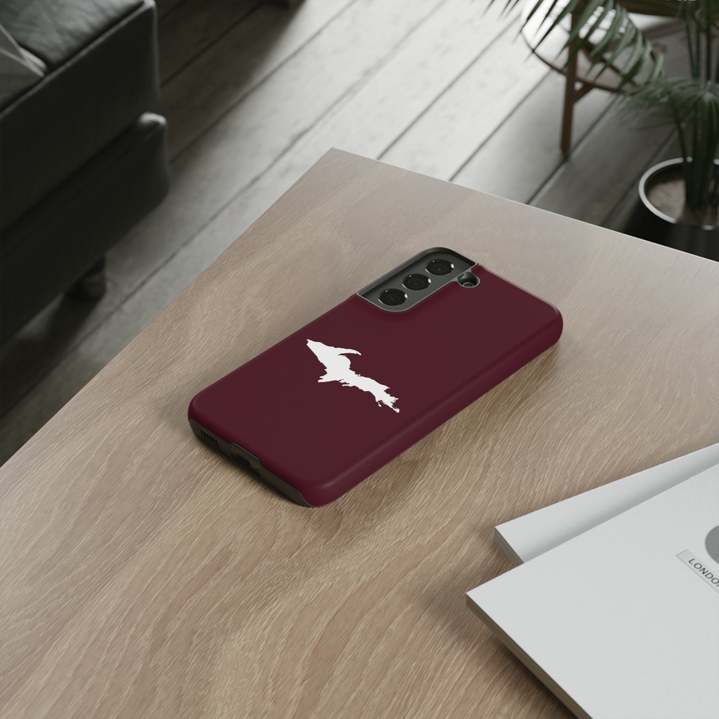 Michigan Upper Peninsula Tough Phone Case (Pinot Red w/ UP Outline) | Samsung & Pixel Android