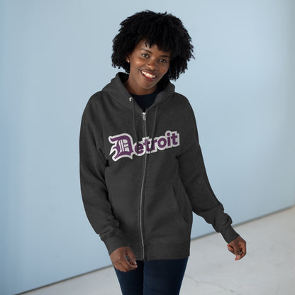 'Detroit' Hoodie (Plum w/ Old English 'D') | Unisex Full Zip