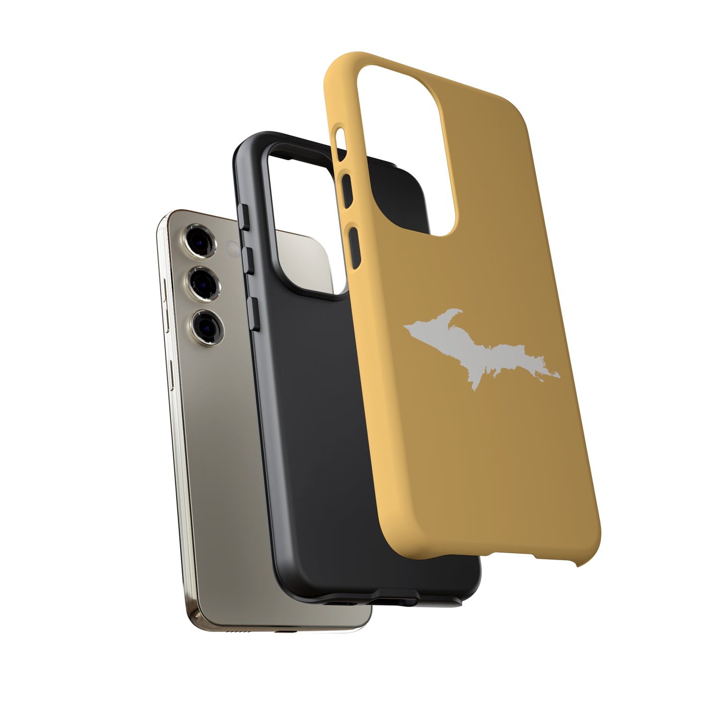 Michigan Upper Peninsula Tough Phone Case (Citrine Color w/ UP Outline) | Samsung & Pixel Android