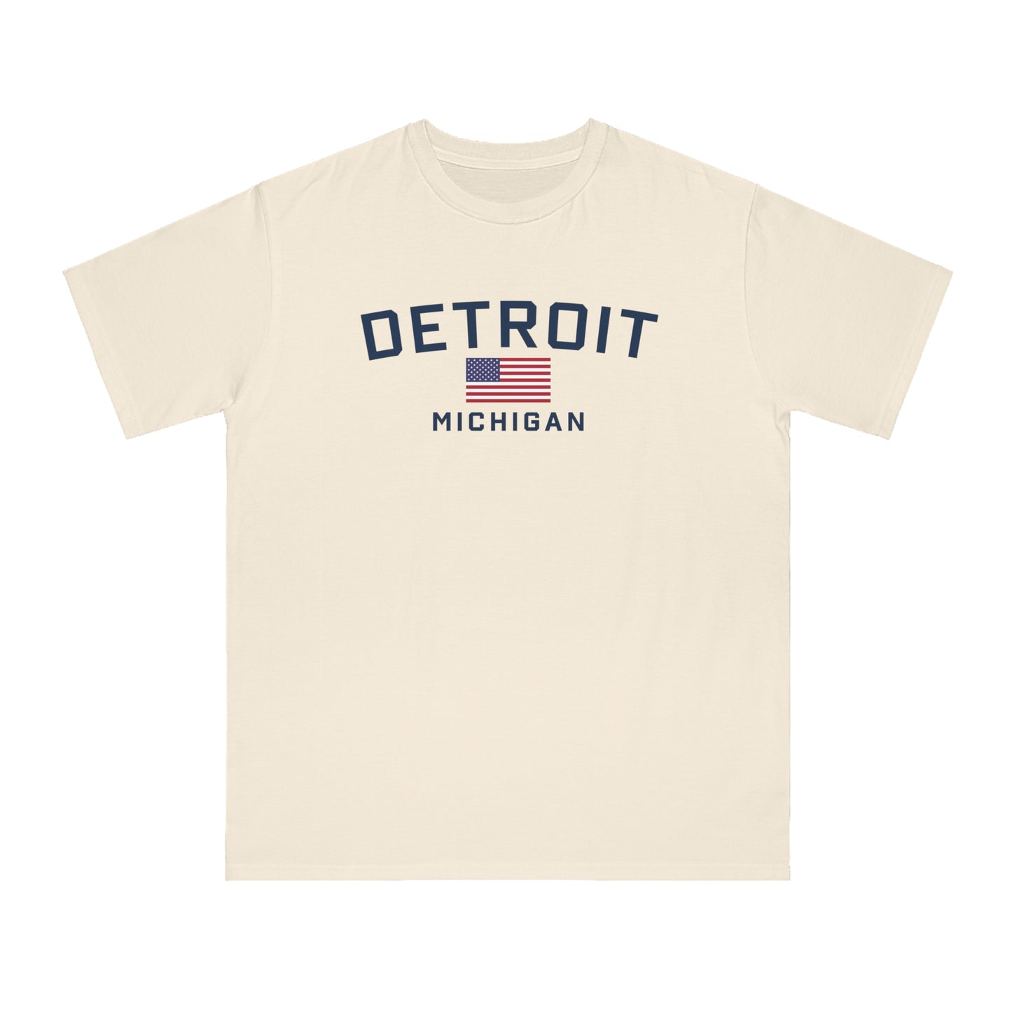 'Detroit Michigan' T-Shirt (w/ USA Flag) | Organic Unisex