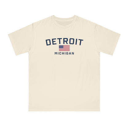 'Detroit Michigan' T-Shirt (w/ USA Flag) | Organic Unisex