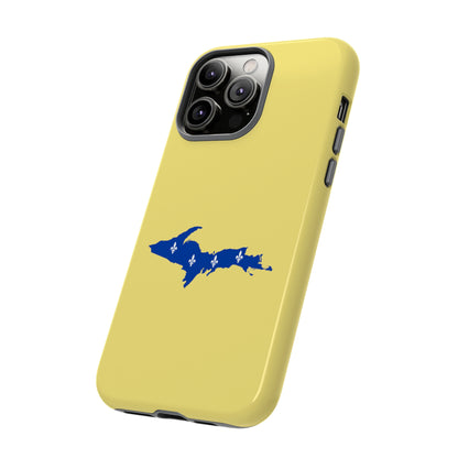 Michigan Upper Peninsula Tough Phone Case (Yellow Cherry Color w/ UP Quebec Flag Outline) | Apple iPhone