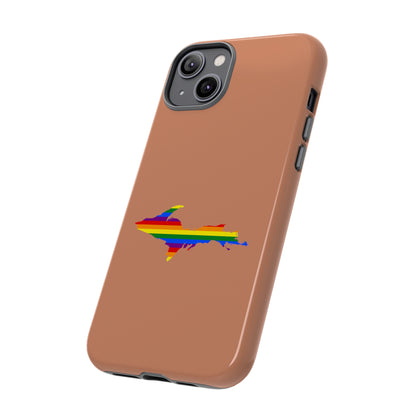 Michigan Upper Peninsula Tough Phone Case (Copper Color w/ UP Pride Flag Outline) | Apple iPhone