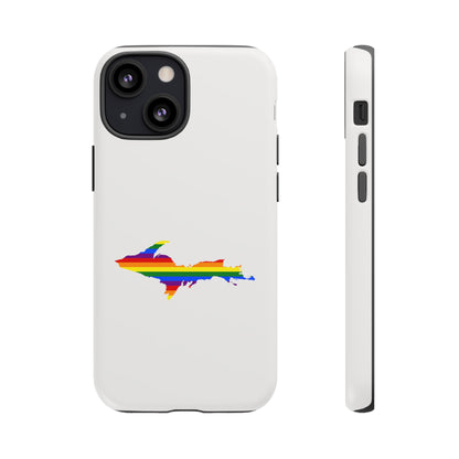 Michigan Upper Peninsula Tough Phone Case (Birch Bark White w/ UP Pride Flag Outline) | Apple iPhone